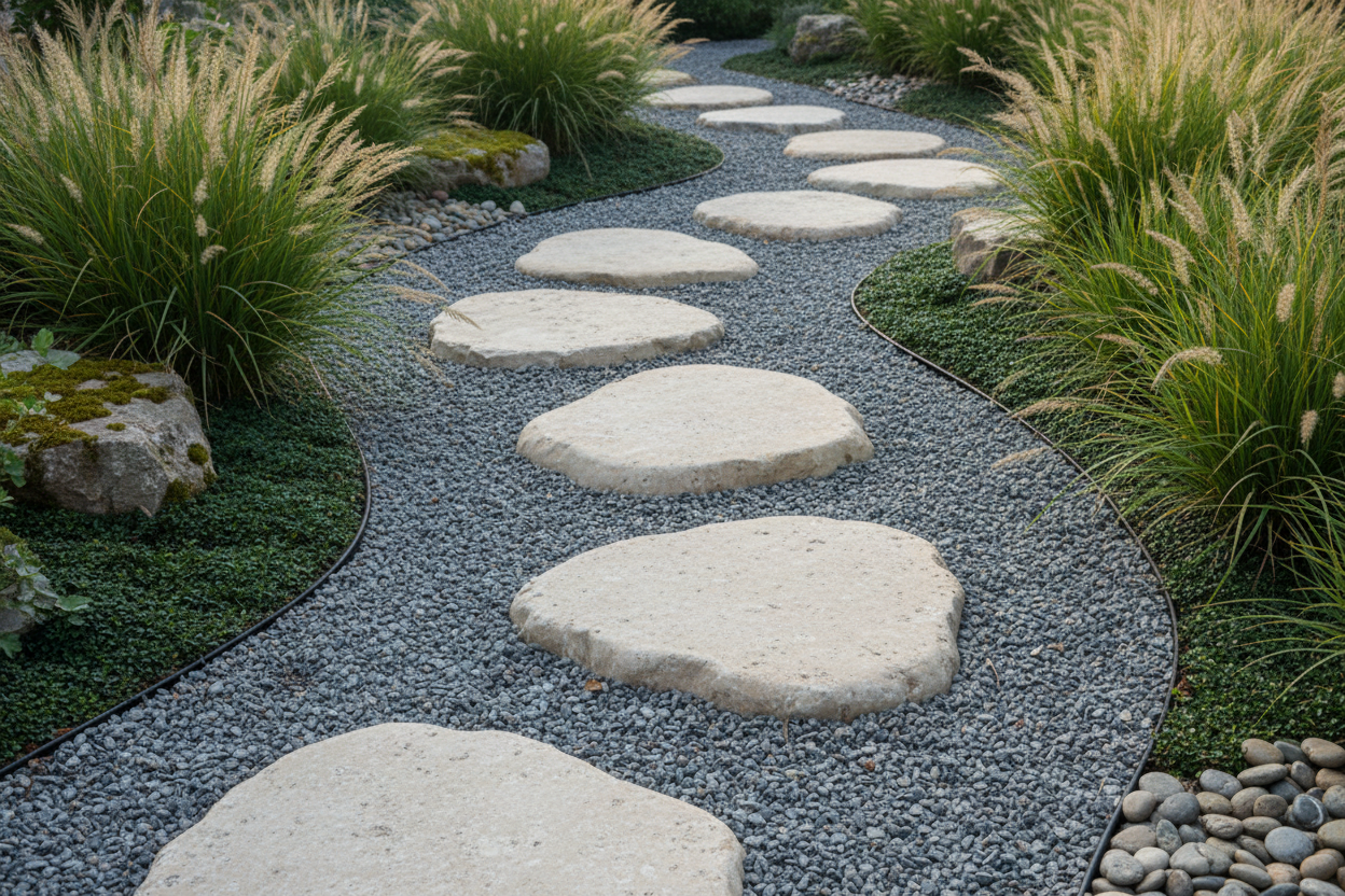 Paso japonés de piedra natural Ovoide